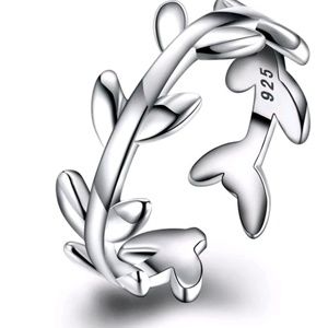 Sterling Silver 925 marked leaf ring